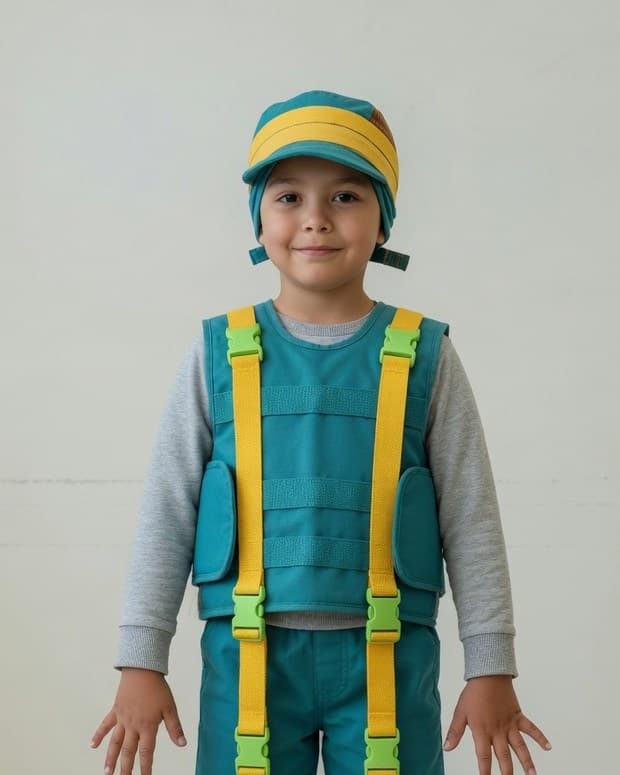 Child wearing the PediaSuit therapeutic suit